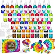 Tie Dye Kit - 40 Colors Permanent Fabric Dye with Rubber Bands & Gloves - Apron & Table Cover for DIY Shirt & Hoodie Painting