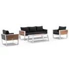 Corfu 3+1+1 Aluminium & Teak Lounge with Coffee Table & Side Table with