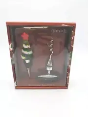 Elements Wine Set Christmas Tree Bottle Topper & Corkscrew 2 Piece New Gift