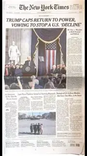 TRUMP SWORN IN INAUGURATION JAN 20 2025 NY TIMES FULL PAPER BRAND NEW NO BENDING