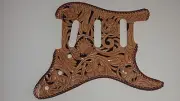 Leather pickguard Custom Hand Tooled Leather Stratocaster "Floral Riffs" Laced