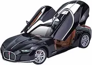 Scale Finished Model Car 1:24 for Bugatti Atlantic Alloy Sports Car Model Diecasts Metal Toy Simulation Sound and Light Toy Gift Miniature Replica Car(Black)