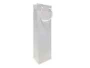 50 x Matt Laminated Single Wine Bottle Gift Bags Rope Handles - Matt White