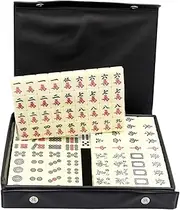 Mahjong Tiles 20MM Chinese Mahjong Portable Mini Mahjong Set 144pcs Mahjong Cards Indoor Entertainment Accessories with Box for Family Game Play Chinese Mahjong