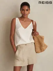 Reiss Neutral Ashby Linen Shorts (AP8538) | $195