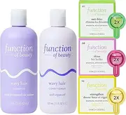 Function of Beauty Wavy Hair Shampoo + Conditioner (11 oz Each) + Shine, Strengthen, & Anti-Frizz #HairGoal Boosters Set - Sulfate-Free, Formulated to Enhance Glossiness & Natural Shine