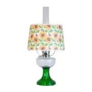 Aladdin Clear Over Emerald Lincoln Drape Oil Lamp, Sunflower Shade, Nickel Trim
