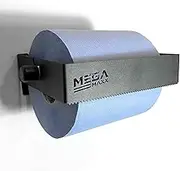 MegaMaxx Tear Away Blue Roll and Paper Towel Holder - Industrial Tissue Paper Towel Holder Wall-Mountable Dispenser for Office and Home (Made in UK, Black)