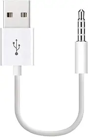 RUITEXUN USB to 3.5mm Jack Audio Adapter, 3.5mm Male AUX Audio Jack to USB Male Charge Cable Adapter Cord for iPod Shuffle, MP3 Player, Headphone, Speaker (White)