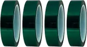 Accutech 4 Roll Polyester High Temperature Masking Tape,PET Tape with Silicone Adhesive,Ideal for Painting,Powder Coating,Anodizing,Circuit Boards(Green,1.00 inches inches X 108 Feet)
