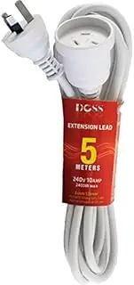 EXL5M DOSS 5M Power Extension Lead White Doss PVC Ordinary Duty Cable with Fully Moulded 3 Pin Plug and Socket PVC Ordinary Duty Cable with Fully Moulded 3 Pin Plug and Socket, 230/240V Ac