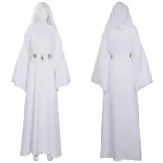 Star Wars Princess Leia White Long Dress Cosplay Halloween Cosplay Costume 3XL