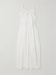 [BATSHEVA] BATSHEVA - Katja Tie-front Ruffled Broderie Anglaise Cotton Midi Dress - White - US6 US 6 White