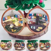 Mini Library Dollhouse Walnut Shell Walnut Shell Book Store with Light for Kids