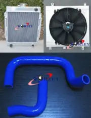 3 Core Aluminum radiator & Shroud & Fan & Blue Hose for DATSUN 1200 Manual (for: Nissan)
