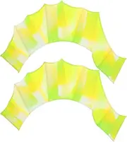 uxcell Silicone Swimming Gloves, 1 Pair Webbed Swim Gloves Finger Frog Type Water Resistance Gear Paddle Fins for Aquatic Training, Green Tone, L