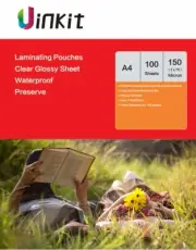 A4 Hot Laminating Pouches Sheets Film 150 Micron75x2- 100 Sheets Uinkit 303x216m