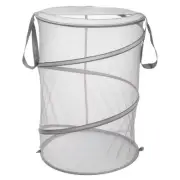Mesh Laundry Hamper, Foldable Laundry Basket for Washing Storage (Black)