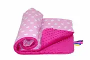 Babys Comfort Bobble Blanket Pink SpotsPink Plush