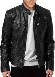 [The Leather Factory] Men's SWORD Genuine Lambskin Leather Biker Jacket