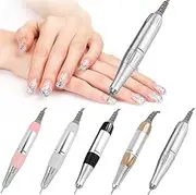 Nail Drill Handpiece Electric Nail Cutter: Electric Acrylic Gel Polishing Machine Replacement Nail Drill Handle Electric Nail File Drill Tool (Silver)