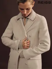 Reiss Neutral Maeve Petite Wool-Blend Double-Breasted Blindseam Coat (E11904) | $755