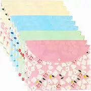 10 pcs 2 Style Floral Printed A4 Paper Document File Folder Poly Envelopes Document Organizer Booklet File Paper Folders with Snap Button 6 Color A4 6 Color