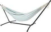 10ft Black Universal Steel Hammock Stand & Authentic Double Clasico Hammock - Matte Black Stand Alone Hammock Stand Combo - Steel Hammock Frame and Hammock with Carry Bags (Beau Blue)