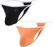 [HASWECHYS] Men's Thongs and G-strings Sexy T-Back Underwear Micro Thong with Pouch Low Rise Bikini Briefs