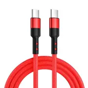 USB Type C to USB-C Cable 2m/6ft 60W PD Quick Charge Cable Fast Charging For Samsung Xiomi Redmi Android-Red