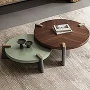 EKDJSN Nesting Coffee Table, Center Table with 360° Collision Avoidance, Stackable Design, 39in+31in Coffee Tables for Living Room, Bedroom, Balcony, Apartment