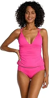 [La Blanca] Women's Standard Island Goddess Over The Shoulder Tankini Swimsuit Top