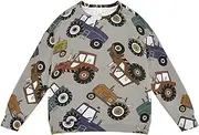 [GuoChe] Toddler Boys Girls Christmas Sweatshirts Colorful Tractors Trucks Gray Sweatshirts Long Sleeve Pullover Sweatshirts
