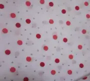 JOANN White w/ Red & Silver Polka Dot Print Fabric Sewing Quilting 36" x 44"