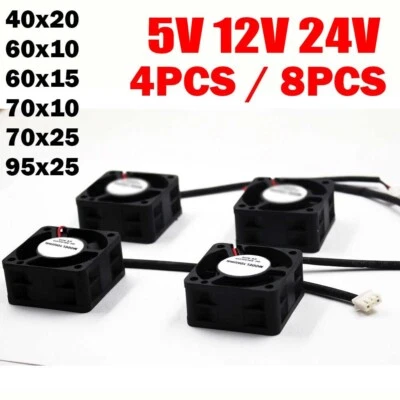 4/8xDC 5/12/24V 2Wire Silent PC Computer Case DC Cooling Fan 4/6/7/9cm 0.15-0.2A
