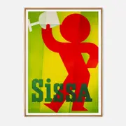 Galrie Charming Vintage Sissa Poster - Minimalist Artwork with Wine and Bold Colors, Wood Frame, A3 30 x 42cm (12 x 16inch)