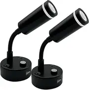Dream lighting LED Reading Lamp 12 V with USB for Motorhome Boat Interior Lighting Caravan Lamps Dimmable 3000 K Warm White Black Gooseneck Pack of 2