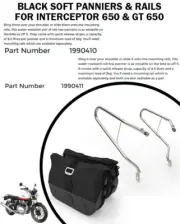"BLACK SOFT PANNIERS & RAILS " FIT FOR ROYAL ENFIELD INTERCEPTOR 650 & GT 650