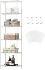 6-Tier Metal Storage Shelving Unit for Laundry, Bathroom, Kitchen - White
