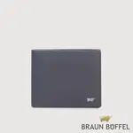 【BRAUN BUFFEL 德國小金牛】台灣總代理 尚恩A 8卡中間翻零錢袋短夾 (網路限定)-藍色/ BF354-318-NY