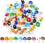 jiebor 50Pcs Mushroom Glass Beads Charms Cute Mushroom Ornament Lampwork Beads Bulk for Jewelry Bracelet Necklace Earring Making 11x14mm