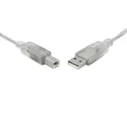 8ware UC-2002AB 8Ware 2m USB 2.0 Cable USB-A to USB-B Printer Cable Male to Male - Transparent