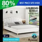ALFORDSON Bed Frame Double Size Upholstered Platform Base White Boucle TANIA