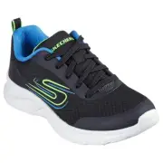 Kids Skechers Dynamatic Black/ Blue/ Lime Athletic Lace Up Shoes