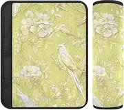 Cartoon Hyacinth Macaw Light Green 2 pcs Padded Seatbelt Strap Cover, Protects Your Neck and Shoulders, Covers for seat Belts for Van Airplane SUV 10x7.7 in forro para cinturon de