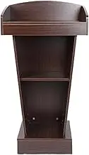 Lectern Podium Stand, Minimalist Lectern Wood Laptop Desk Podiums Anti-Slip with Base Podium Stand Open Storage Conference Table Standing Lectern,Brown