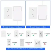 Slim Outlet Concealer Slim Wall Plug Power Strip with Pull Tab Cord Concealme...
