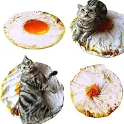 TEHAUX Egg Blanket Dog Blankets for Medium Cat Blankets for Indoor Egg Dog Blanket Cat Toast Bed Plush Blanket Fried Egg Pillow Cover Fried Egg Cushion Quilt Blanket Animal Makeup