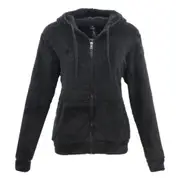 FIL Women's Teddy Fur Zip Up Hoodie Jacket Fleece Soft Winter Sherpa Fluffy Coat