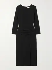[Carolina Herrera] Carolina Herrera - Gathered Crepe Midi Dress - Black - US14 US 14 Black